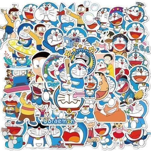 50pcs/pack Japanese anime Doraemon Stickers For Cars Motorcycles Water cups Childrens toys Luggage Skateboards Stickers Gift