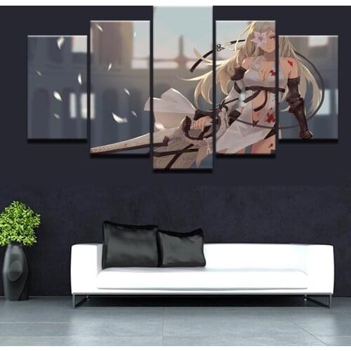 Canvas Painting Wall Art Printed Modular Game Animation Poster 5 Piece Action Figure Role Girl Home Decor Hang Picture Framework