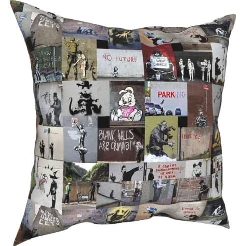 Banksy England Street Art Graffiti Throw Pillow Cover Polyester Throw Pillow Casual Cushion Covers