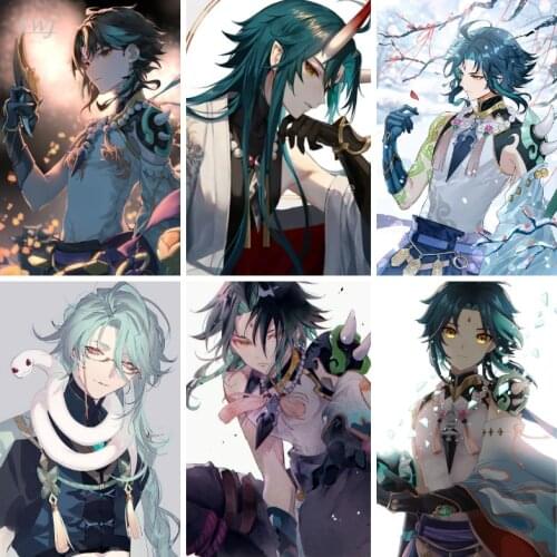 God Genshin Impact Eye Game Poster Xiao Anime Posters Canvas Painting Wall Art Picture Photos for Childrens Room Home Decor