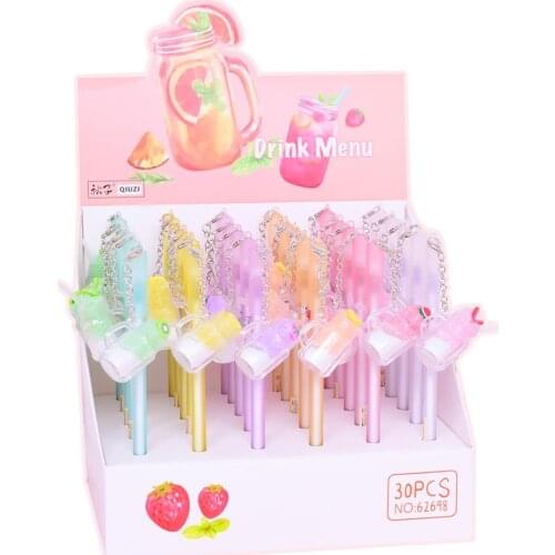 30 pcs/lot Creative fruit juice Pendant Gel Pen Kawaii 0.5mm black ink Signature Pens office school writing supplies gift