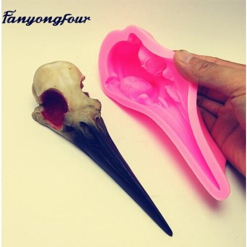 3D Dinosaur Bird Skull Silicone Mold Fondant Cake Mold Resin Gypsum Chocolate Candle Candy Mold Free Shipping