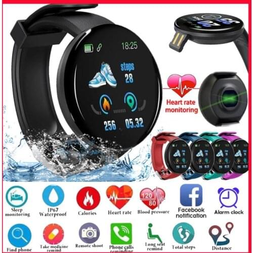 D18S Smart Watch Round Blood Pressure Heart Rate Monitor Men Fitness Tracker SmartWatch Android IOS Women Fashion Electron Clock