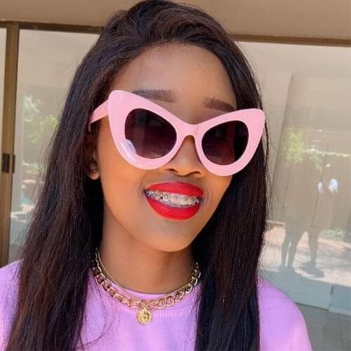 Vintage Pink Designer Sunglasses Women 2020 Travel Vacation Cat Eye Frame Female Cute Sun Glasses Big Butterfly Shades