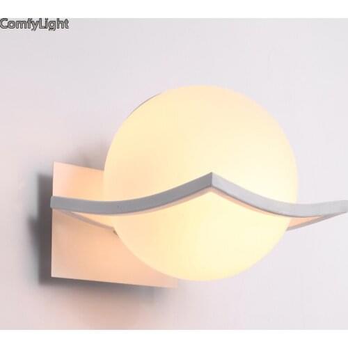 Modern minimalist LED glass lamp bedside lamp wall lamps room bathroom mirror light direct creative aisle E27 LED night lights