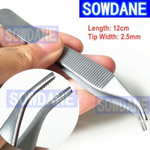 Dental Forceps Extraction Adson Forcep Dental Surgical Tissue Medical Tweezer Hole Tip Curved 12cm Dentist Surgery Tool