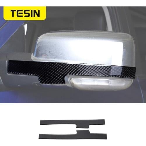 TESIN Soft Carbon Fiber Car Rearview Mirror Decoration Stickers For Dodge RAM 1500 2010-2015 Exterior Parts Car Accessories