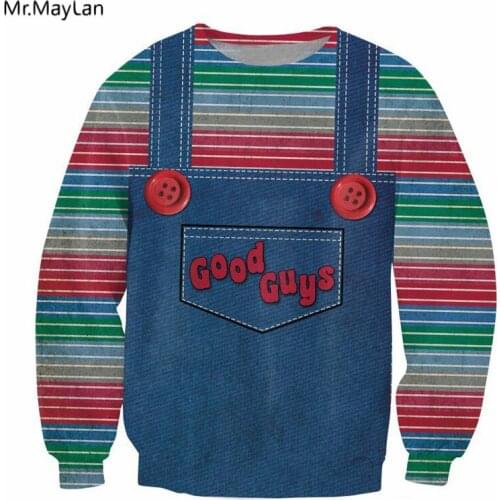 Horror Movie Chucky Sweatshirts 3DPrint Jacket Men Women Casual Cosplay Good Guys Streetwear Pullover Outerwear Long Sleeve Tops