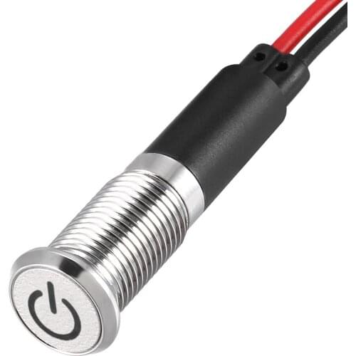 Uxcell Signal Indicator Light DC 12V 8mm Red LED Metal Shell with Symbol (Power Supply) 2Pcs