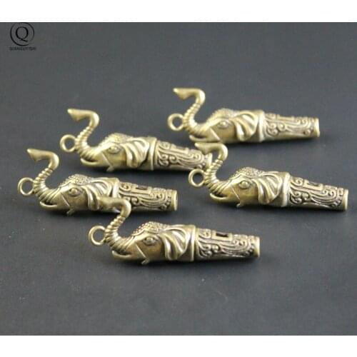 Vintage Elephant DIY Keychain Jewelry Accessories Brass Key Chain Pendants Western Cartoon Elephant Keyring Necklace Hangings