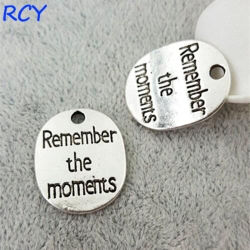 Top Quality 20 Pieces/lot 22mm*8mm letter printed remember the moments charm pendant message charm