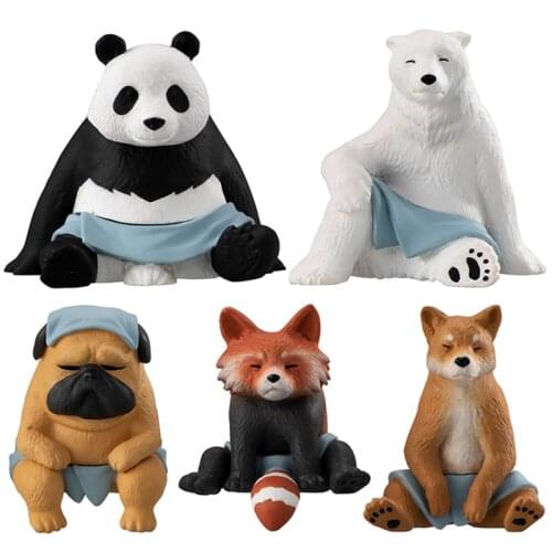 Japan genuine capsule toy funny cute kawaii polar bear panda shiba inu red panda pug animal Sauna P2 gashapon figures