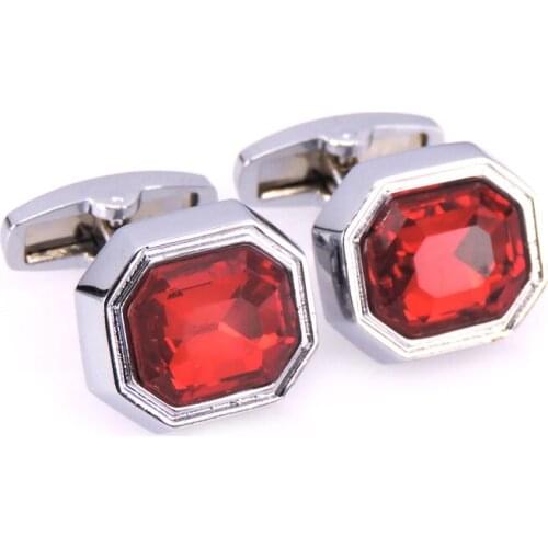 Jewelry Fashion shirt cufflink for mens Brand Red Crystal Fashion cuff link Button male High Quality Wedding Free Shipping