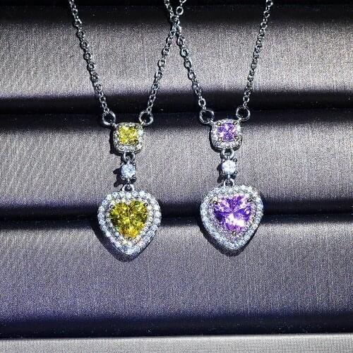 QTT Sterling Silver 925 Womens Chain Heart Shaped Zircon Jewelry Charm Long Chain Necklace for Women Trendy Jewelry 2021