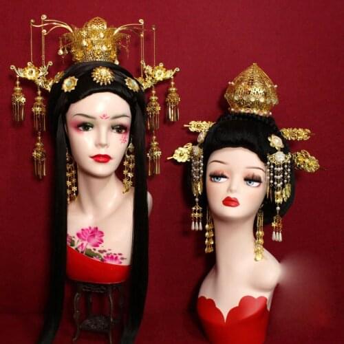 4 Designs Duobao Buddha Tower Hair Tiara Tang Princess Empress Phoenix Tiara Traditional Chinese Bride Wedding Hair Jewelry