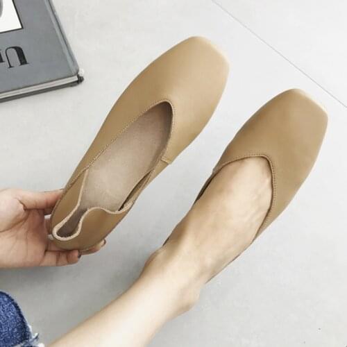 Genuine Leather Loafers Square Toe Casual Shoes Ballet Flat Big Size 41 New 2021 Spring Shoes Women Flats Top Quality Flat Shoes