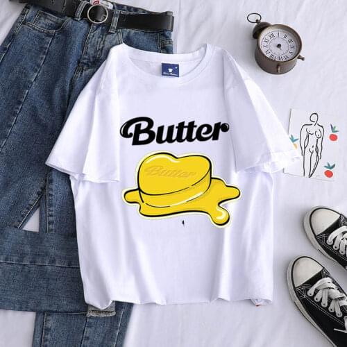100% Cotton Bangtan Boys New Song BUTTER Oversized T-Shirts Women Men Dropshipping Harajuku kpop Kawaii Cotton Tops S-4XL
