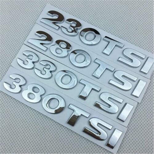 20pc MIX 11.6cm metal silver 230 280 330 380 TSI Car Emblem Badge Rear Trunk Logo Body Sticker Auto Accessories Displacement