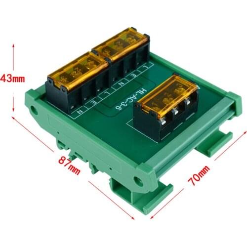 6 channel AC DIN Rail and Panel Mount power supply distribution terminal blocks splitter board Power Distribution Module board