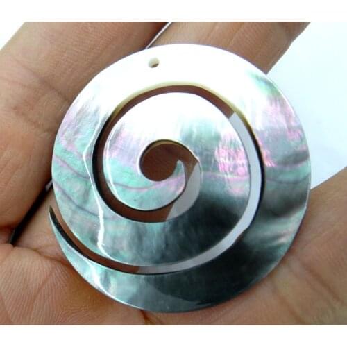 Natural Quartz crystal Abalone Shell carved the Round flower pendant for diy Jewelry making necklace Accessories 6PCS A6