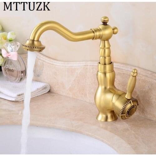 Antique bronze basin faucet bathroom deck mounted faucet hot and cold mixer tap Height up faucet