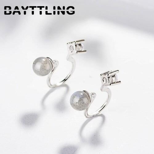 BAYTTLING 925 Sterling Silver 16mm Strawberry Crystal Ear Clip Earrings For Women Couple Fashion Wedding Party Jewelry Gifts
