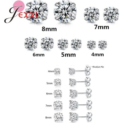 Fast Shipping 925 Sterling Silver Small Crystal Stud Earrings For Women Girls Fashion Wedding Jewelry Accessory Wholesale