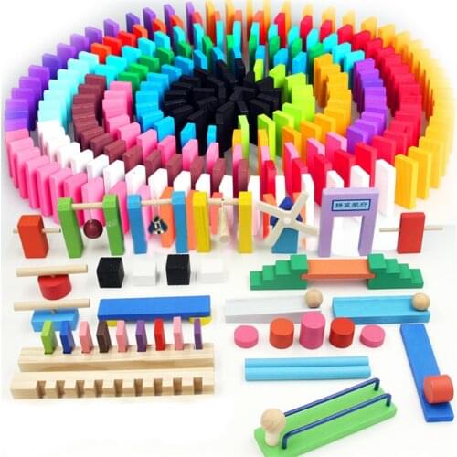 Kids Wooden Domino Institution Accessories Organ Blocks Rainbow Jigsaw Dominoes Montessori Educational Wood Toys Gifts for Kids