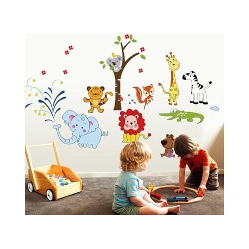 DIY Cartoon Animal Party Home Decals PVC Wall Sticker for Kids Room Stickers Poster Wall Decor Nursery Home Decoration Wallpaper