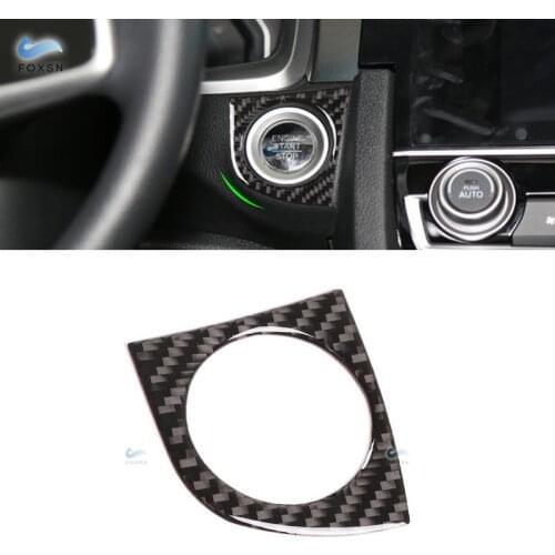 For Honda Civic 10th Gen 2016 2017 2018 2019 Car Carbon Fiber Interior Ignition Switch Key Hole Frame Cover Trim