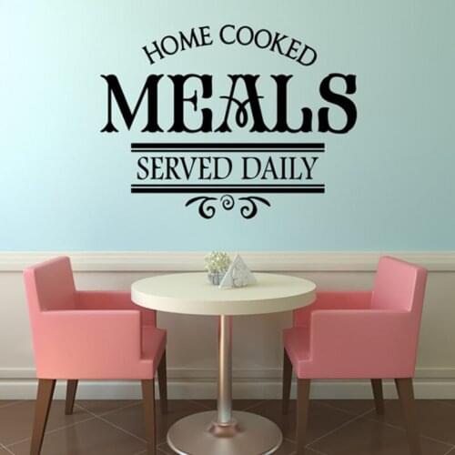Home Cooked Meals Served Daily Restaurant Wall Sticker Kitchen Wall Decor Stickers Vinyl Removable Wall Decals Simple Design