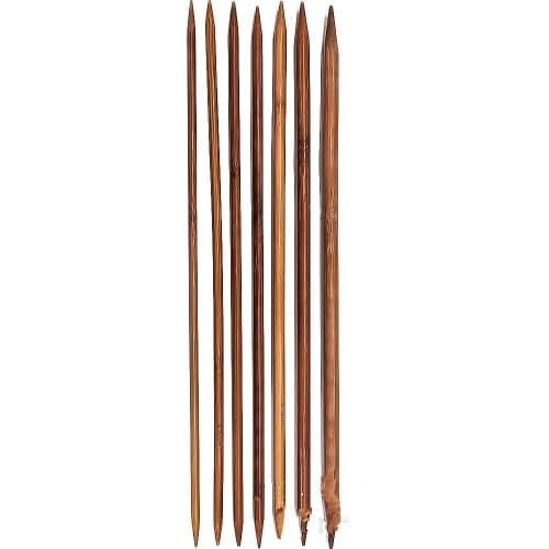 28Pcs 35cm 5.5-10mm Bamboo Dual-end Carbonization Knitting Needles Handmade Long Sweater Straight Needle