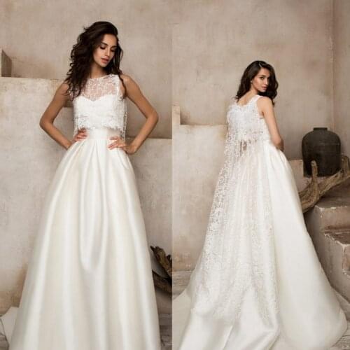 Elegant 2020 Beach Country Wedding Dresses With Cape Lace Appliqued Feather Vestido De Noiva A Line Wedding Dresses Bridal Gowns