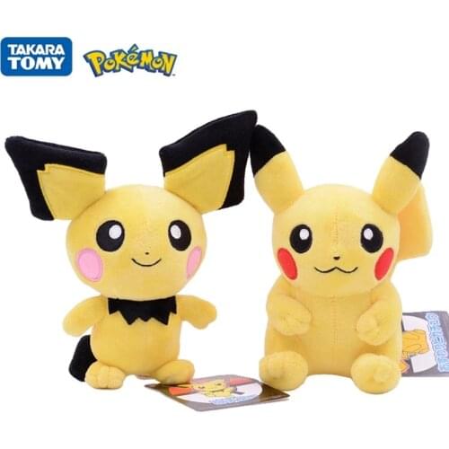 20cm Tomy Pokemon Pet Figures Pikachu Pichu Cartoon Plush Toy Pokémon Plush Keychain Kawaii Pendant Toys Kids Xmas Gift