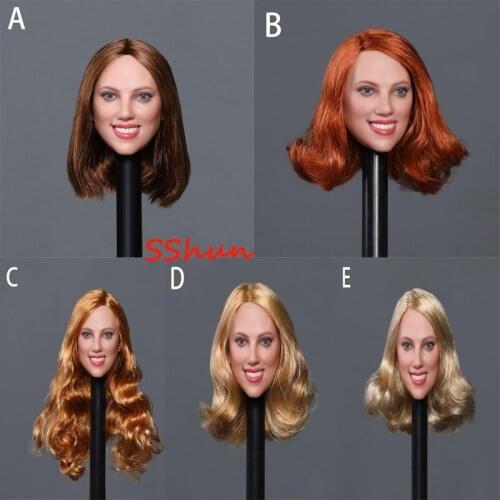 GC033 1/6 Scale Female Soldier Doll Europe/America Star Smiling Face Head Sculpture Model For 12'' Action Figure Body DIY