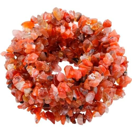TUMBEELLUWA Carnelian Tumbled Chips Stone Irregular Shaped Drilled Loose Beads Strand for Jewelry Making 33 inches