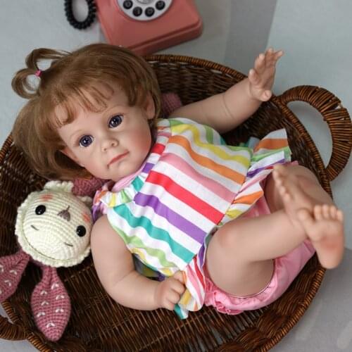 ADFO 17 Inches Maggi Reborn Baby Girl Doll Realistic Vinyl Silicone Alive Toddler Hair- rooted LoL Christmas Gift For Girls