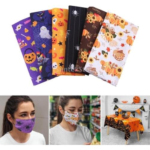 DIY Quilting Fabric Assorted Halloween Cotton Fabrics Kit Pumpkin Printed Patchworks Patches DIY Cotton Cloth Material 50 x 50cm