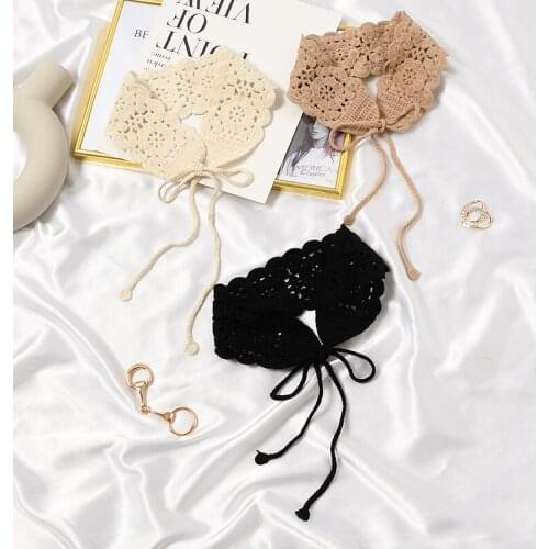 Fake Collar for Women Solid Color Hollow Detachable Shirt Collar Blouse Sweater Flase Collar Shawl Female Lapel Top Decorative