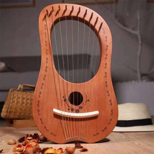 10 Strings Wood Mahogany Lyre Harp Musical Instrument 16 Strings Stringed Instrument Lyre Harp With Tuning Tool for Professional
