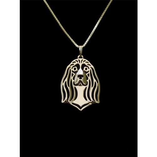Trendy cute high quality Sussex Spaniel necklace women gold silver plated statement necklace