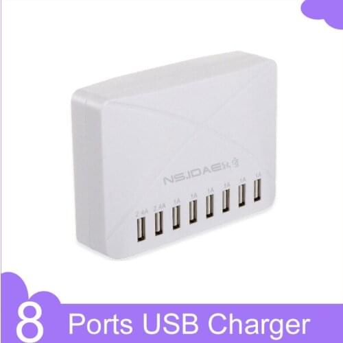8 Ports USB Charger Power Adapter Wall Fast Charging Dock Station 600W for Apple iPhone iPad Samsung Huawei Smartphone Table