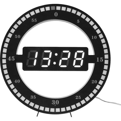 Desktop Table Clock Creative Mute Hanging Wall Clock Black Circle Automatically Adjust Brightness Digital Led Display US/EU PLUG