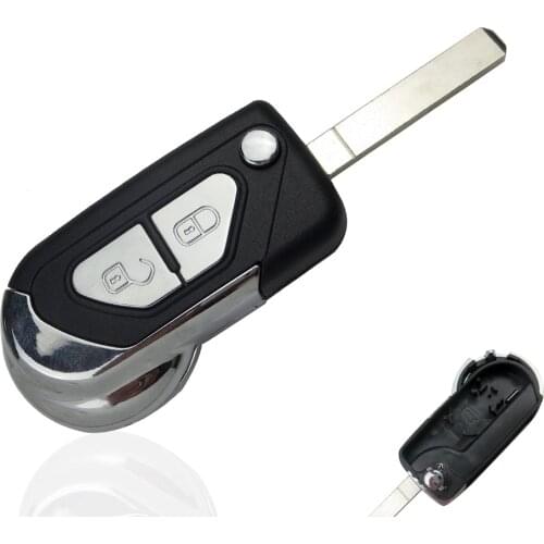OkeyTech 2 Buttons Car Flip Remote Key Shell Fob Case For Citroen DS3 Folding Auto Replacement Car Key HU83 Uncut Blade Blank