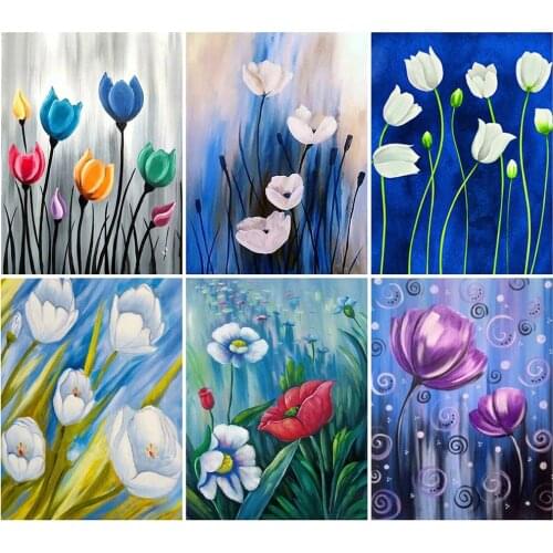 PDMDOG DIY Diamond Embroidery Flower Full Drill Square Diamond Painting Tulip Rhinestones Mosaic Cross Stitch Handmade Gift