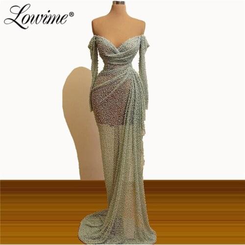 2020 New Custom Heavy Beaded Prom Dresses Kaftans DubaiArabic Wedding Party Gown Evening Dress Robe De Soiree Abendkleider
