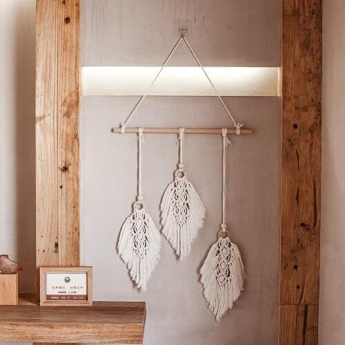 Braided Leaf Macrame Woven Tapestry Wind Chimes Bohemian Room Decor Wall Hanging Art Beautiful Apartment Dorm Room Decoration