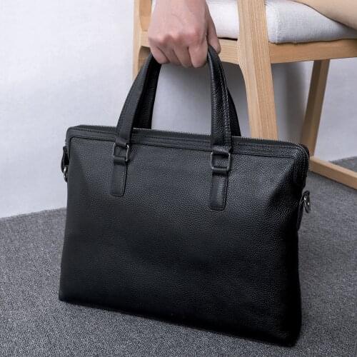 Natural Skin Mens Casual Briefcase Genuine Leather Shoulder Handbag New Messenger Bag Soft Cowhide Business Bag Man Laptop Bags