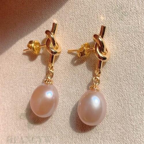 Pink Drops Baroque Pearl Earring twist 18k Ear Stud Luxury Wedding Natural Party Accessories Gift Classic Earbob Aurora