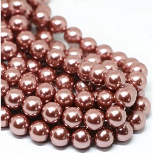 Hot sale champagne round loose beads imitation shell pearl high quality new fashion pick size 4-14mm jewelry making 15inch B1617